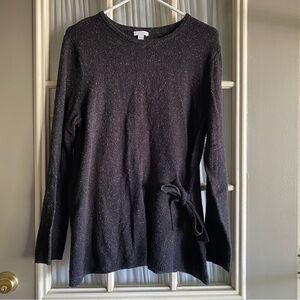 J. Jill charcoal gray speckled sweater with a side tie detail